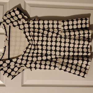 Black and white polkadot peplum top from Anthropologie small